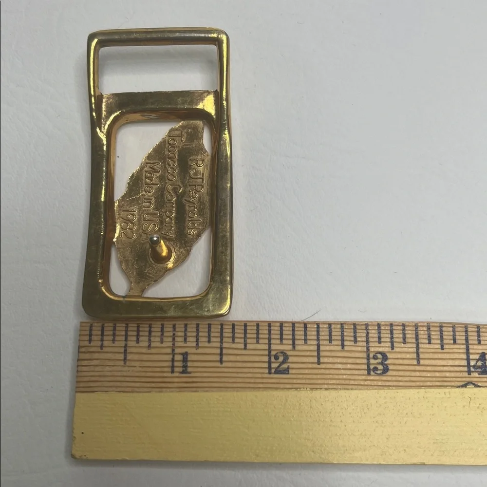 Vintage Belt Buckle R J Reynolds Tobacco Leaf Gold Tone